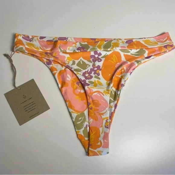 Stone Fox Free People Bikini Bottom Yucca Bottom in Bloom XL Peach Floral Beach - Picture 4 of 11